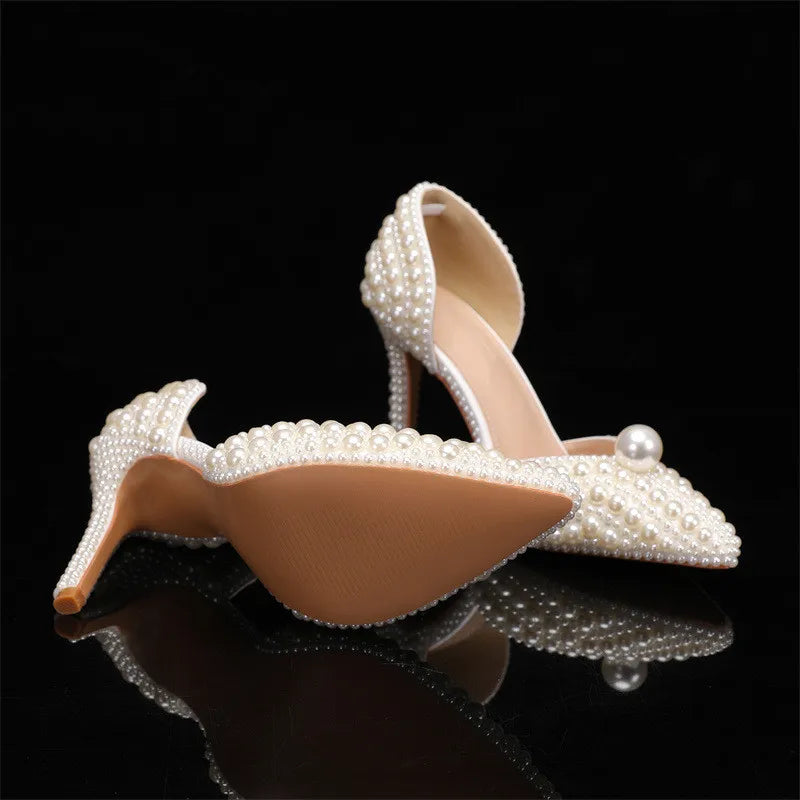 Escarpins Femme Luxe Perles Intégrales — Bout Pointu, Talon Fin, Mariage & Prom