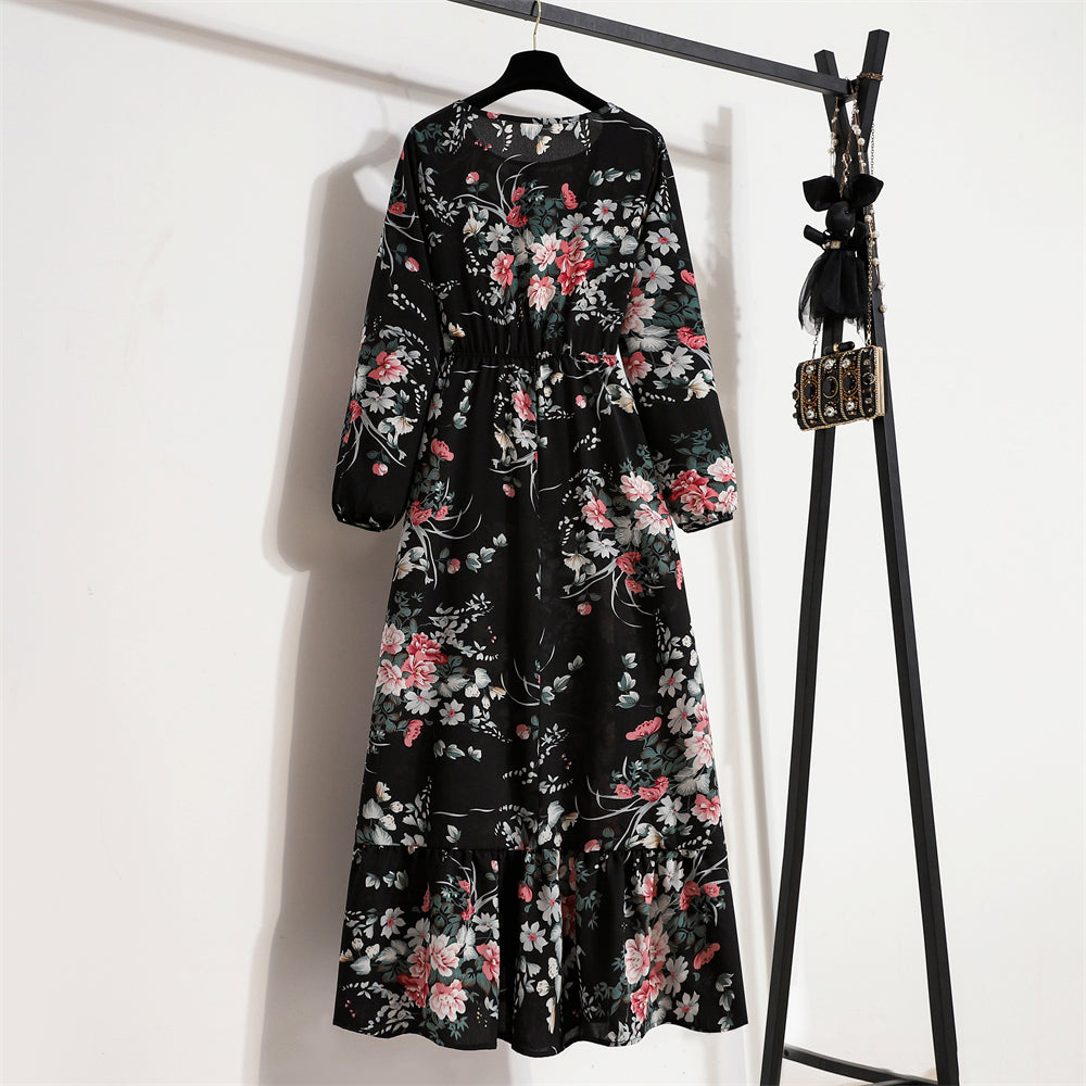 Robe Maxi Femme Été — Imprimé Floral Manches Longues Plage & Soirée