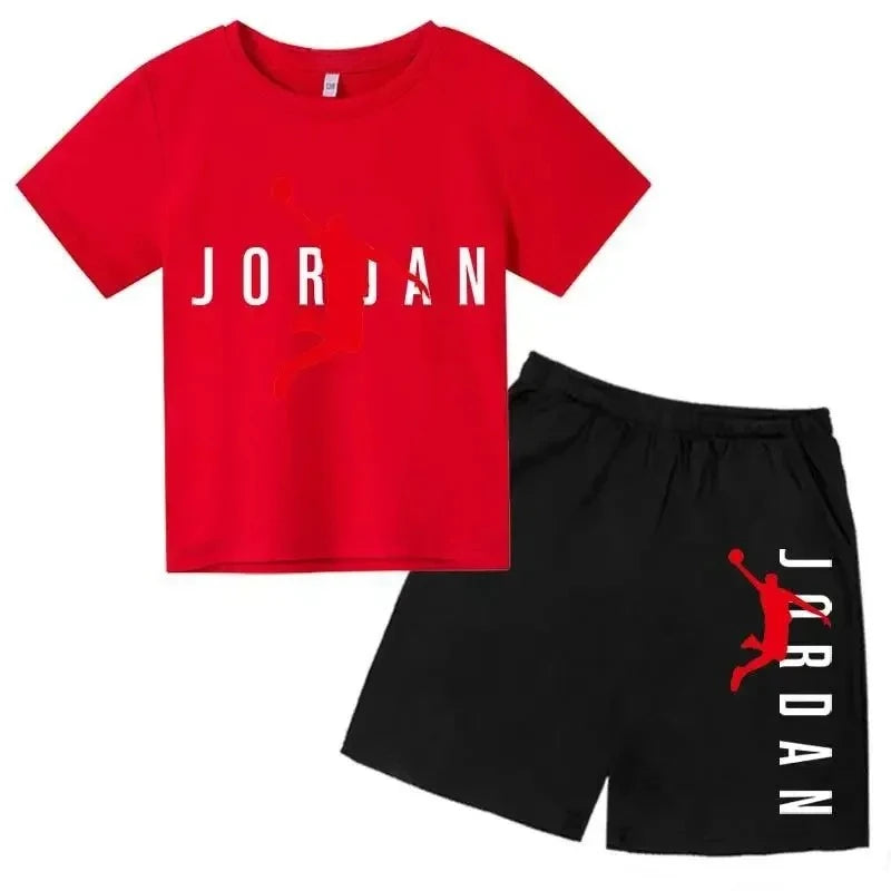Ensemble 2 pièces enfant mixte – T-shirt & short sport imprimé lettres luxe, 3-14 ans