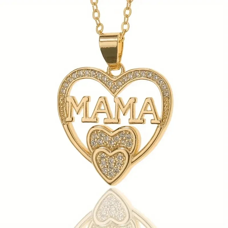 Collier Femme Élégant — Pendentif Amour MOM, Cadeau Idéal Fête des Mères