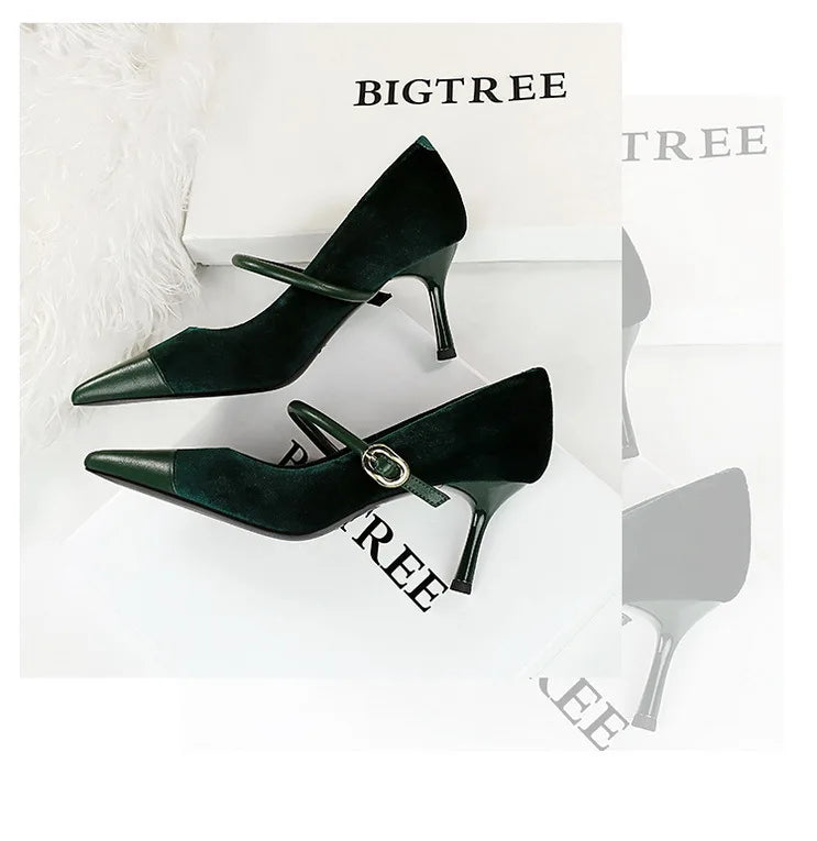 Escarpins Femme Bout Pointu Stiletto BIGTREE — Suède, 7cm 10cm, Grande Taille 43