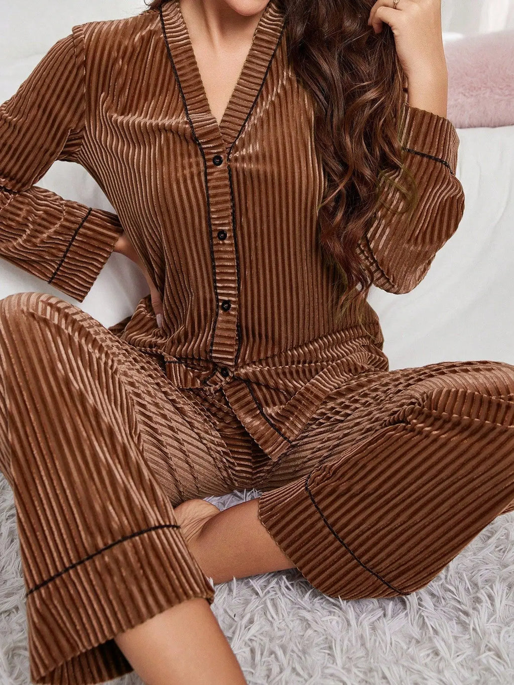 Nuisette Femme Pyjama Hiver — Tenue d'Intérieur Confortable, Ensemble Maison