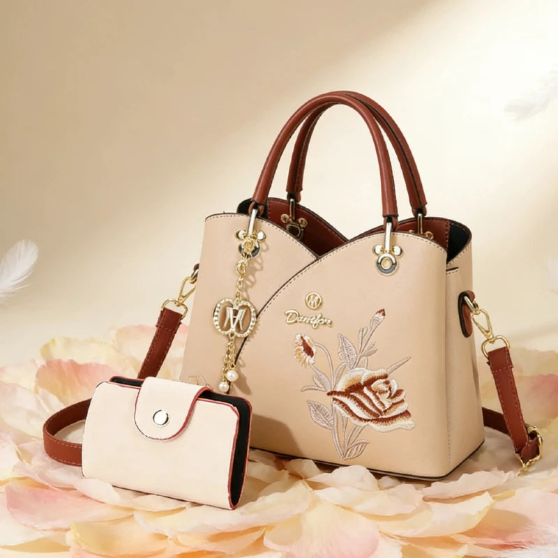 Sac Tote Bag Brodé Œillet – Cadeau Fête des Mères & Anniversaire Maman