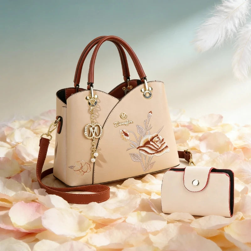 Sac Tote Bag Brodé Œillet – Cadeau Fête des Mères & Anniversaire Maman