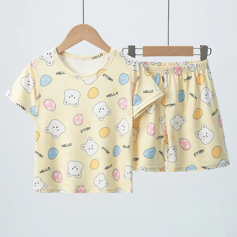 Ensemble 2 pièces enfant mixte – T-shirt manches courtes & short imprimé animaux, été 4-6 ans