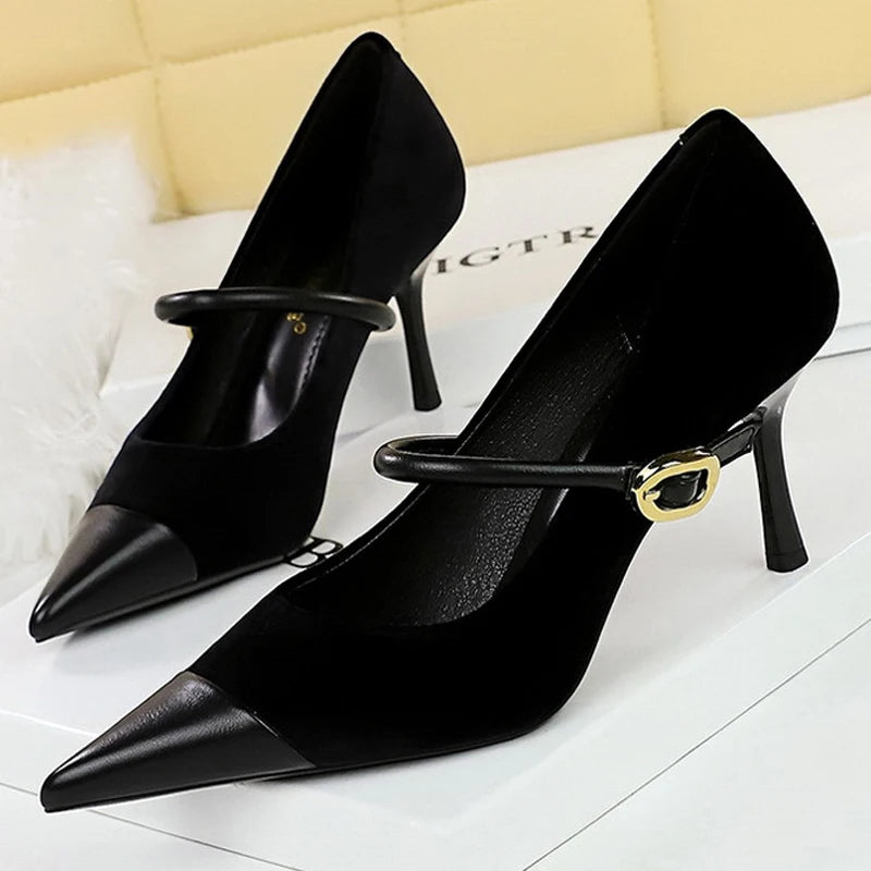 Escarpins Femme Bout Pointu Stiletto BIGTREE — Suède, 7cm 10cm, Grande Taille 43
