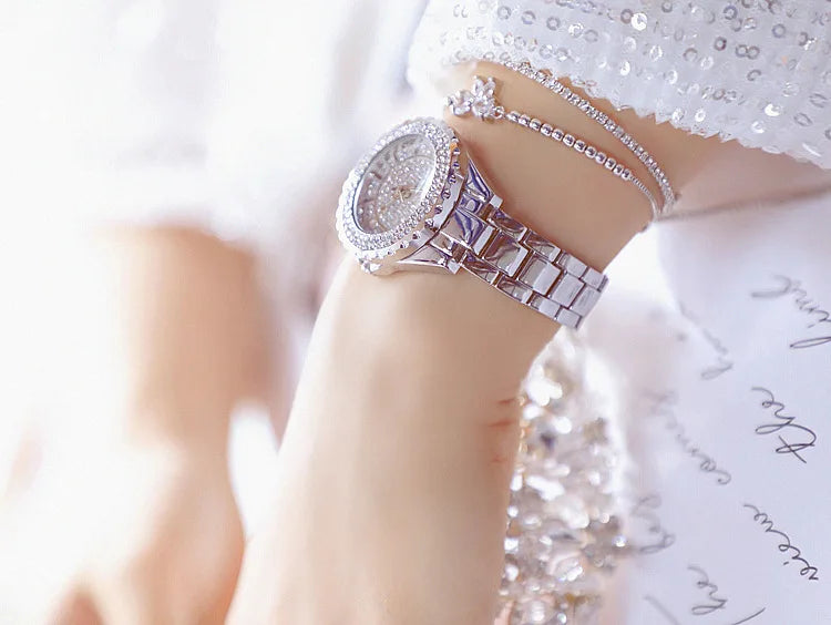 Montre Femme Or Bracelet Luxe Quartz 2025 — Acier Complet, Élégante, Top Marque