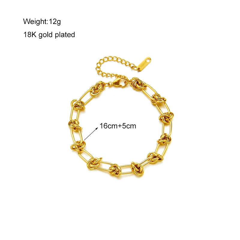 DIEYURO Parure Collier & Bracelet Nœud Torsadé Acier 316L — Or & Argent, Anti-Ternissement