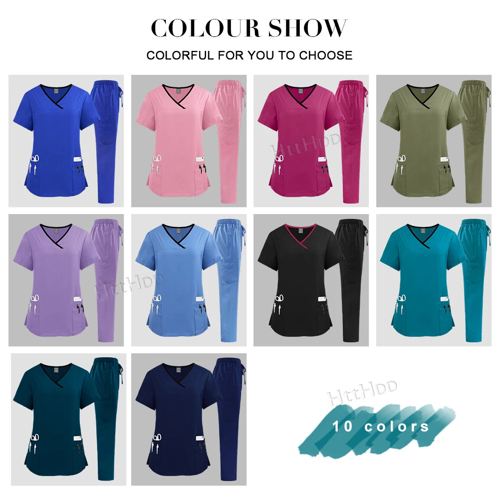 Tenue Médicale Femme — Blouse + Pantalon Infirmière, SPA, Dentaire, Chirurgicale
