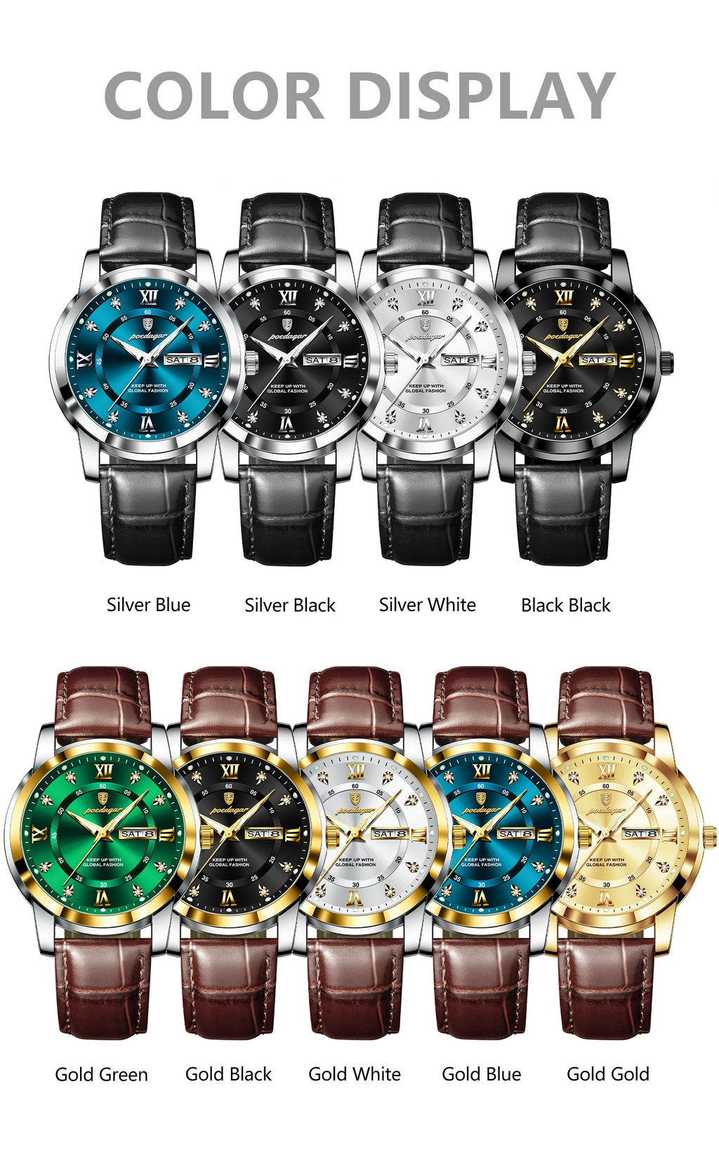 POEDAGAR Montre Homme Cuir Luxe — Quartz Élégant, Bracelet Cuir, Top Qualité