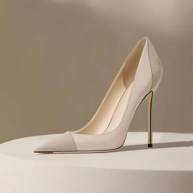 Escarpins Talon Fin Femme Style Français — Bout Pointu, Color Block, Reine Chic