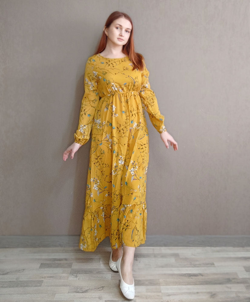 Robe Maxi Femme Été — Imprimé Floral Manches Longues Plage & Soirée