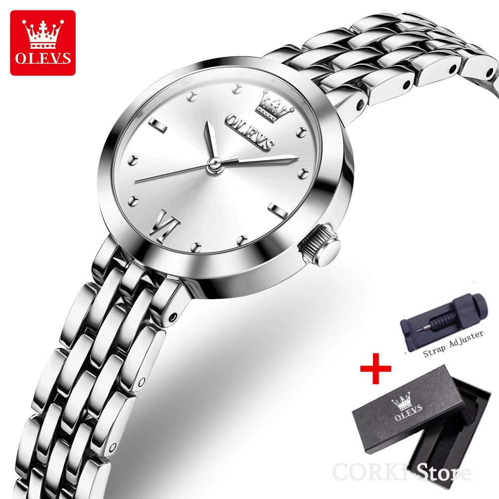 ساعة يد نسائية OLEVS 9992 فاخرة ذهبية كوارتز — مقاومة للماء، أنيقة، Relojes Para Mujer