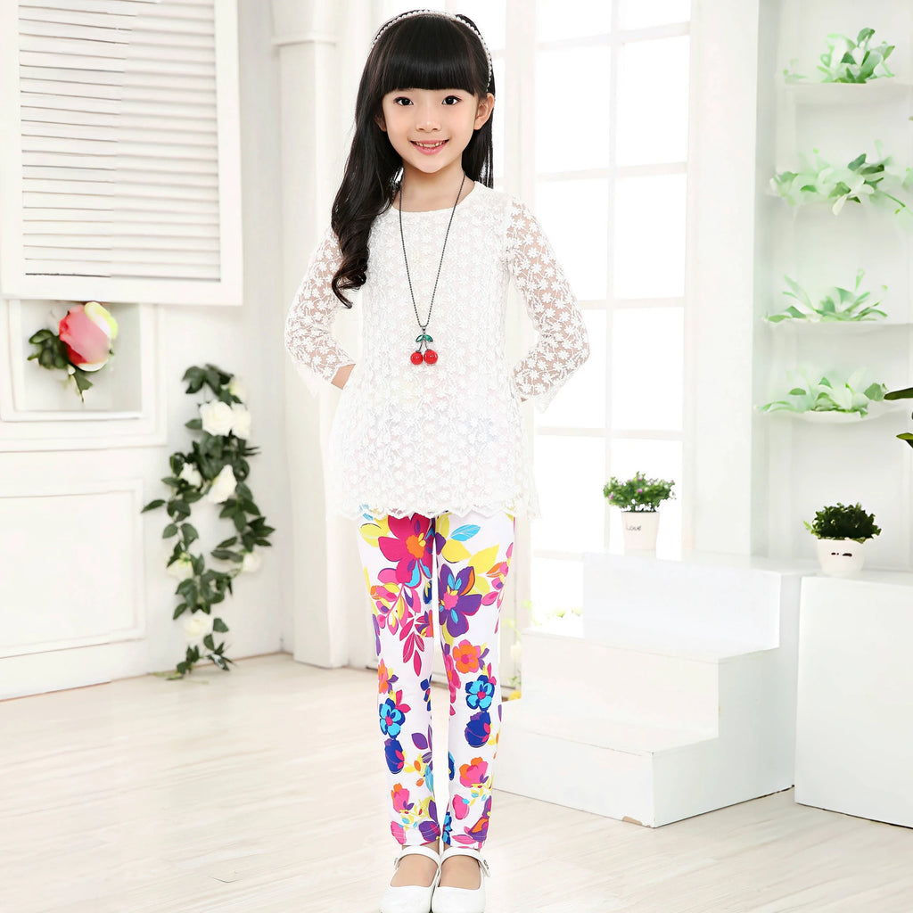 Legging Fille Imprimé Cartoon — Taille Élastique, Yoga Doux, Enfant & Bambin
