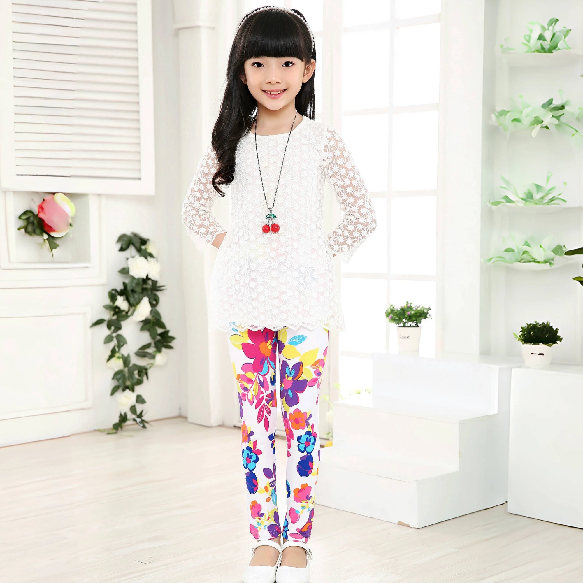Legging Fille Imprimé Cartoon — Taille Élastique, Yoga Doux, Enfant & Bambin