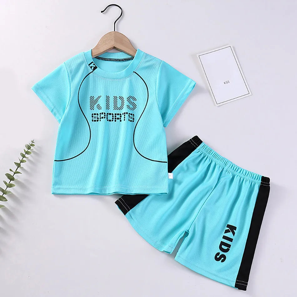 Ensemble 2 pièces enfant mixte – T-shirt manches courtes & short sport imprimé lettres, 2-12 ans