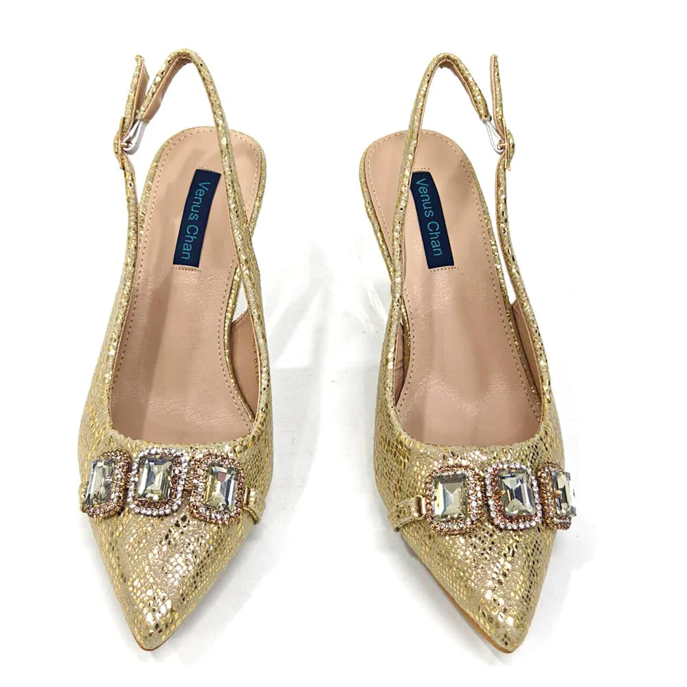 Ensemble Chaussures & Sac Femme Venus Chan Vert Strass — Talon Haut, Soirée Luxe