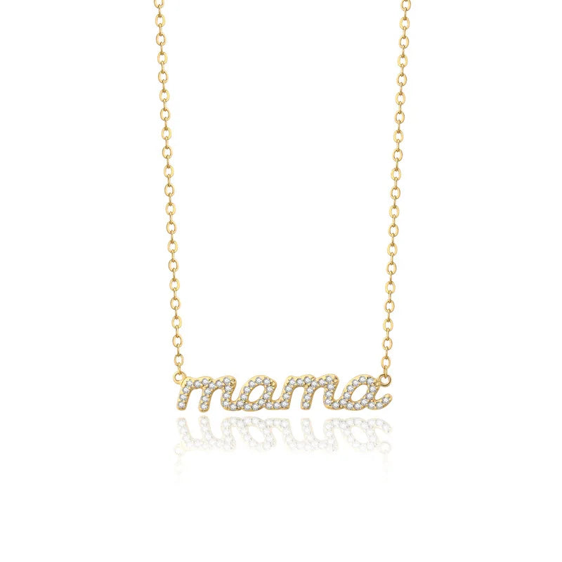 Collier MAMA en Acier Inoxydable Doré – Bijou Tendance Fête des Mères