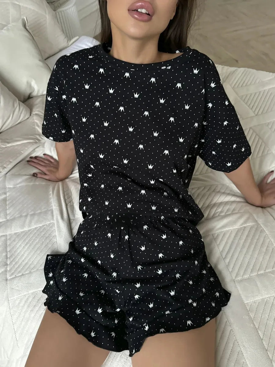 Ensemble Pyjama Femme Été — 2 Pièces Manches Courtes, Confortable & Léger
