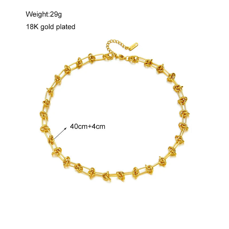 DIEYURO Parure Collier & Bracelet Nœud Torsadé Acier 316L — Or & Argent, Anti-Ternissement