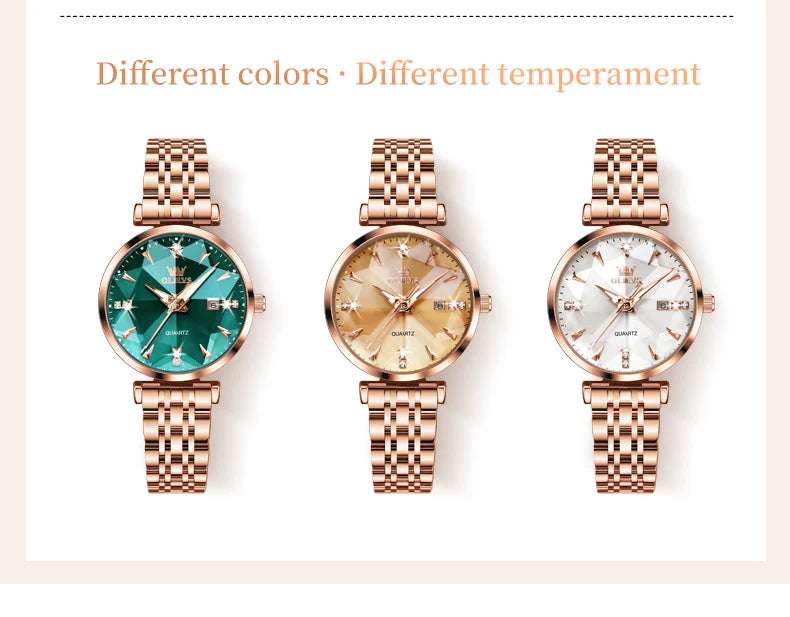 OLEVS Montre Femme Fashion Élégante — Quartz, Acier Inoxydable, Étanche, Date