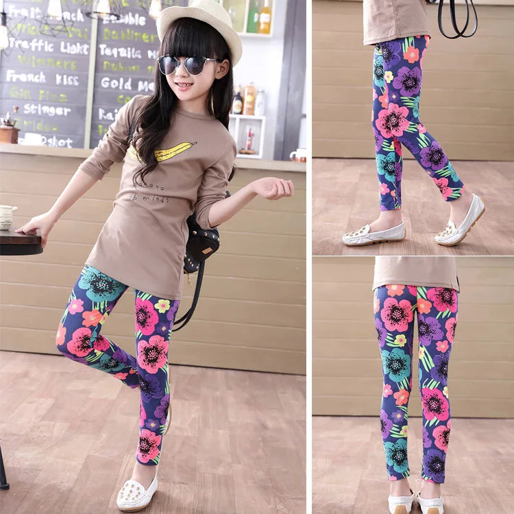 Legging Fille Imprimé Cartoon — Taille Élastique, Yoga Doux, Enfant & Bambin