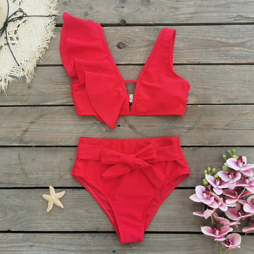 Bikini Taille Haute Bandage Floral 2026 — Volanté, Push Up, Bretelles Brésilien