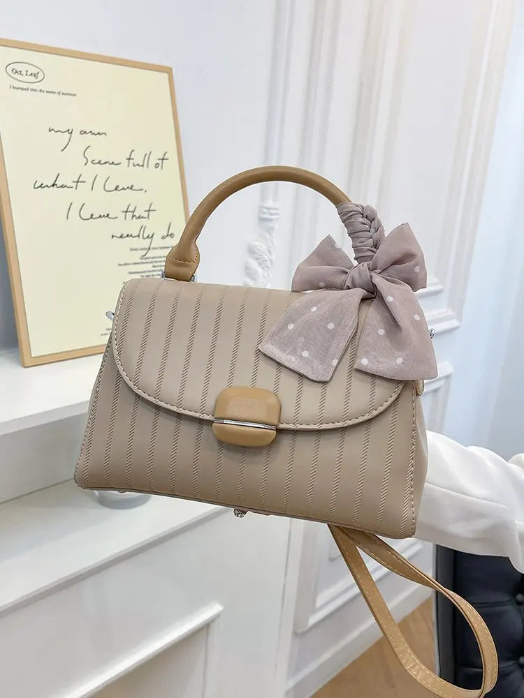 Sac Satchel Carré Minimaliste Femme — Détail Cuir, Grande Capacité, Sac Couches Luxe