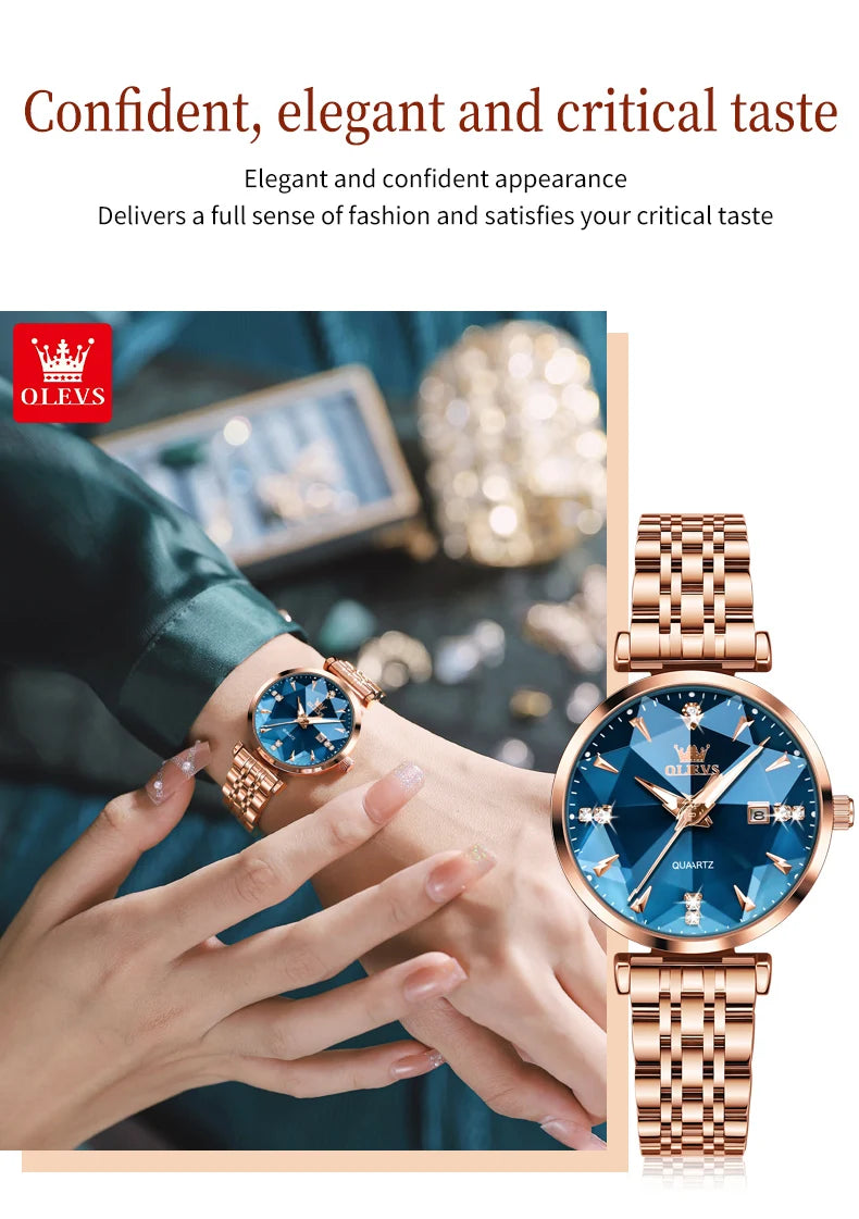 OLEVS Montre Femme Fashion Élégante — Quartz, Acier Inoxydable, Étanche, Date