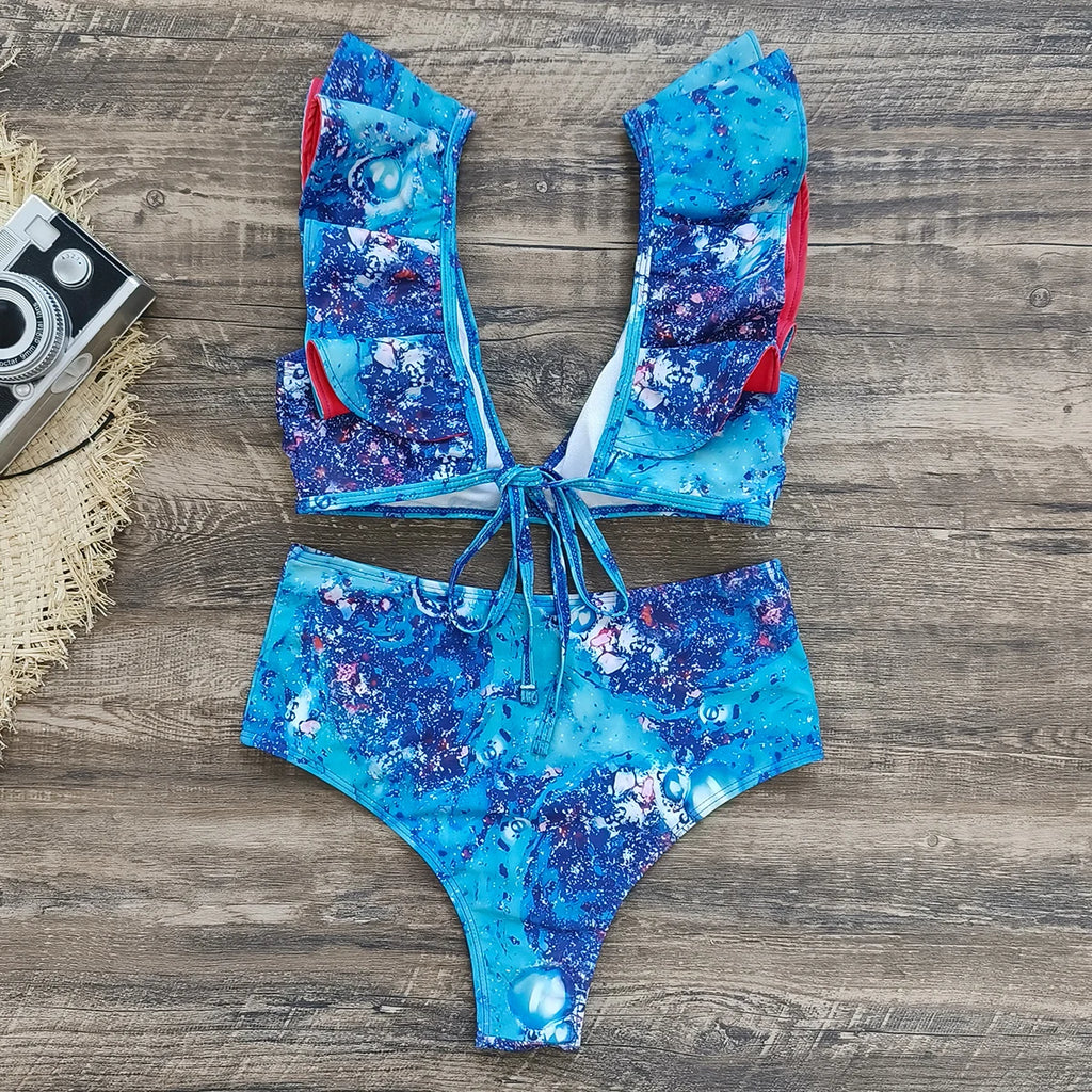 Bikini Taille Haute Bandage Floral 2026 — Volanté, Push Up, Bretelles Brésilien