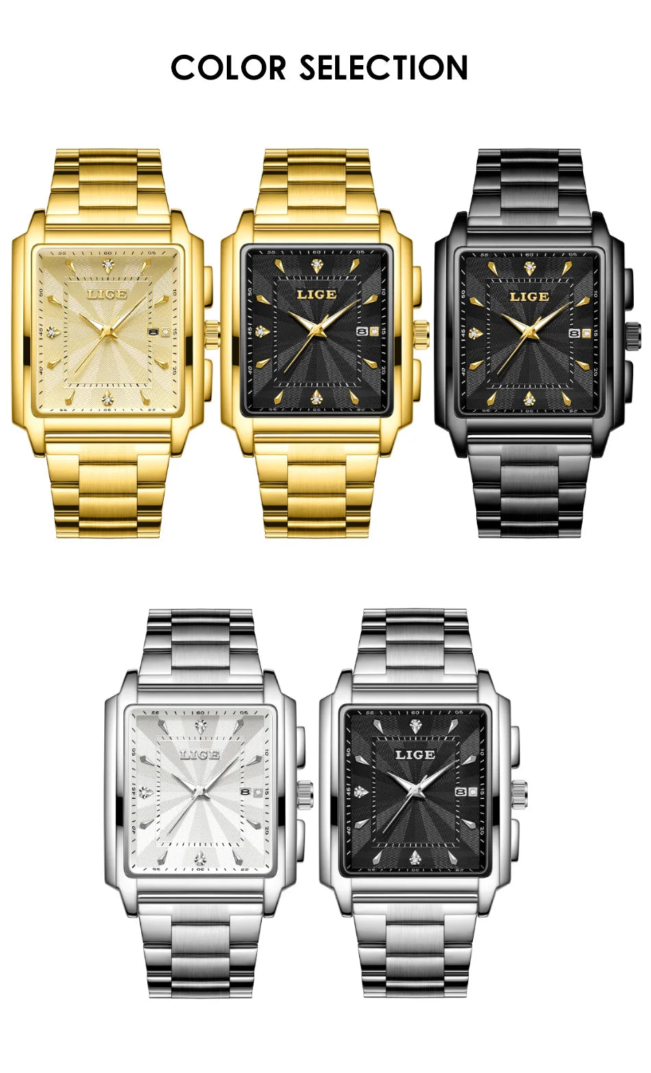 LIGE Montre Homme Business Chronographe — Acier Inoxydable, Étanche, Élégante