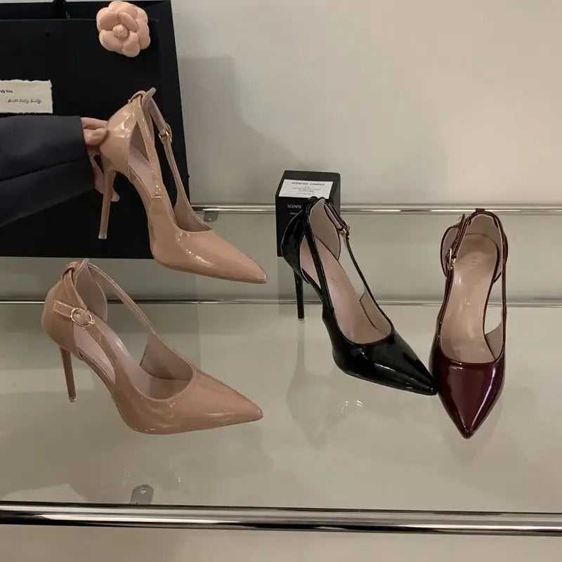 Escarpins Bordeaux Talon Aiguille 11cm — Cuir Verni Noir, Stiletto Chic, Soirée