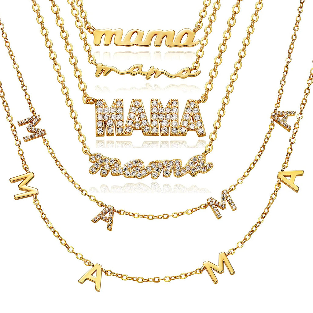 Collier MAMA en Acier Inoxydable Doré – Bijou Tendance Fête des Mères