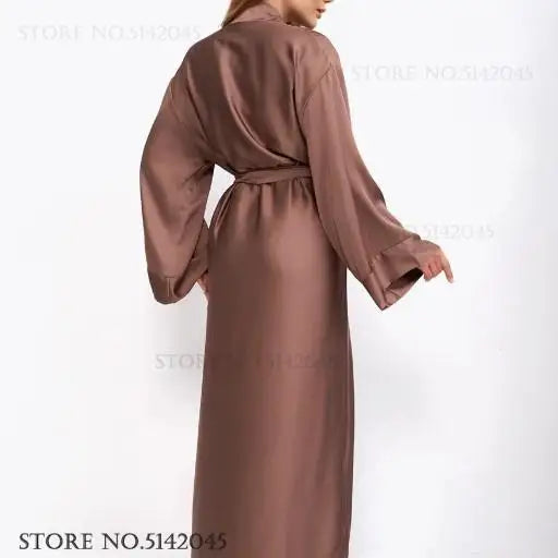 Robe de Chambre Longue Femme Kimono Satin — Yukata Été, Négligé Élégant