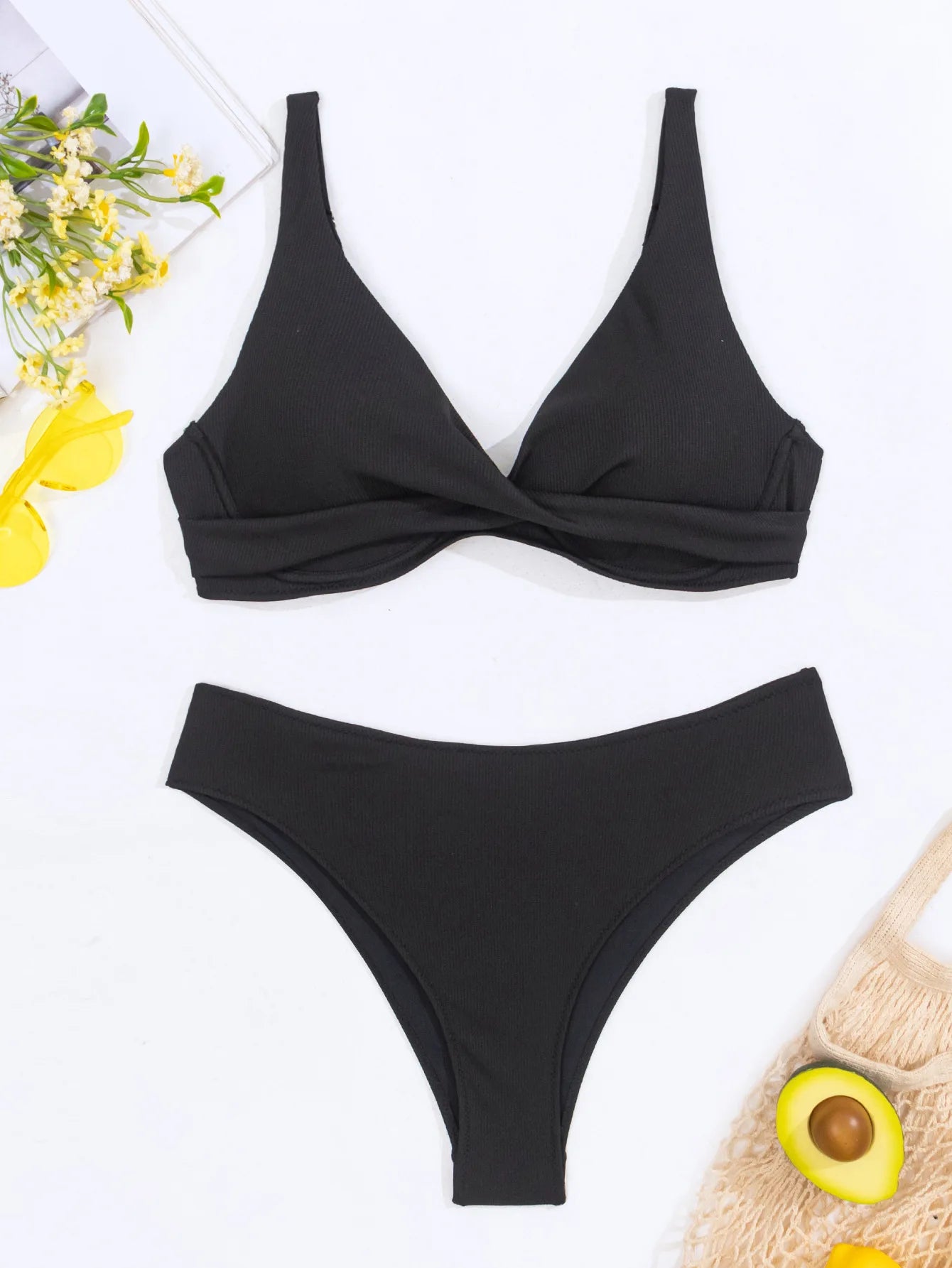 Bikini 2 Pièces Femme Uni 2025 — Maillot de Bain Sexy, Plage & Vacances