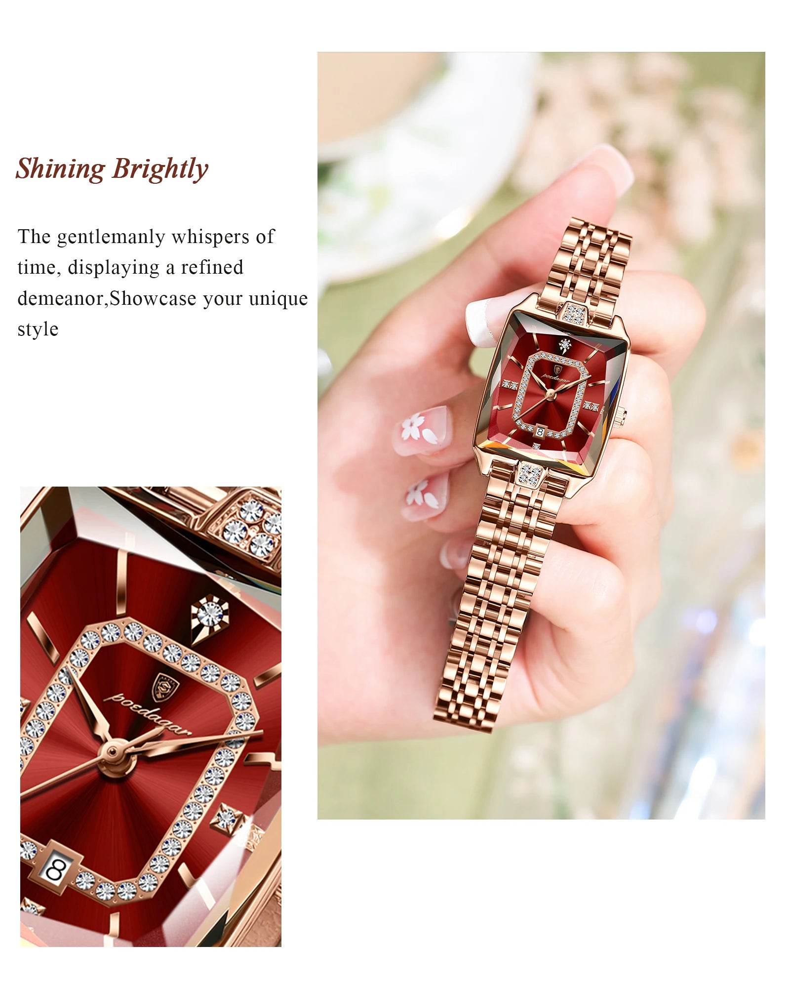 Montre Femme POEDAGAR Luxe Quartz — Acier Inoxydable, Étanche, Date, Fashion