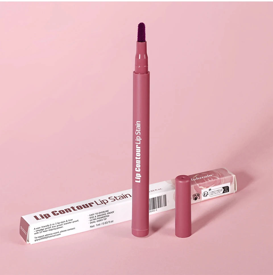 Crayon Contour Lèvres 2en1 Longue Tenue Anti-Bavure — Double Face Ultra Pigmenté
