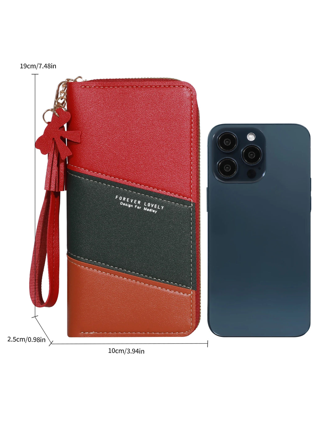 Portefeuille Long Femme Matelassé — Fermeture Éclair, Multi-Cartes, Pochette Téléphone