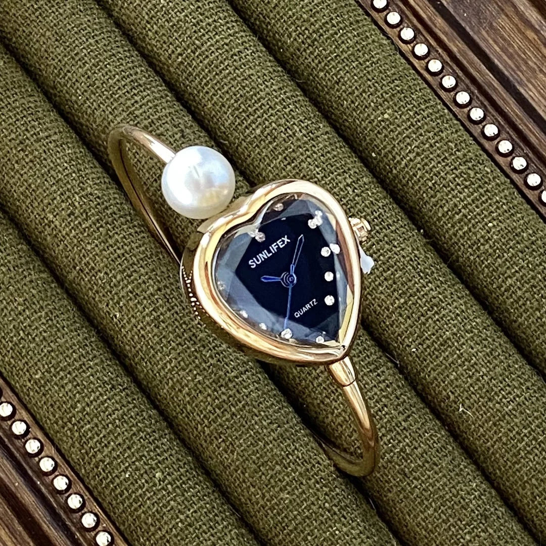 Montre Femme Perle Bracelet — Cadran Coeur, Quartz, Fashion Dropshipping