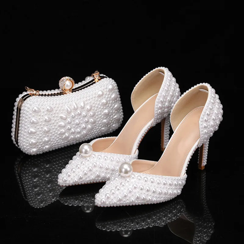 Escarpins Femme Luxe Perles Intégrales — Bout Pointu, Talon Fin, Mariage & Prom