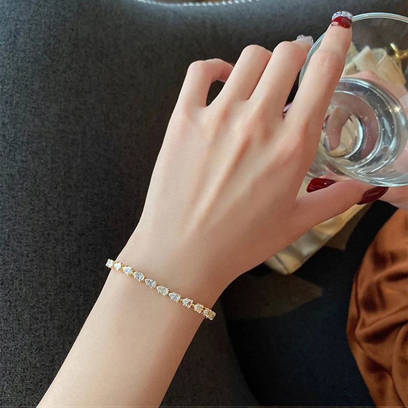 Bracelet Femme Strass Carré Ajustable — Rhinéstone, Luxe Mariage & Soirée