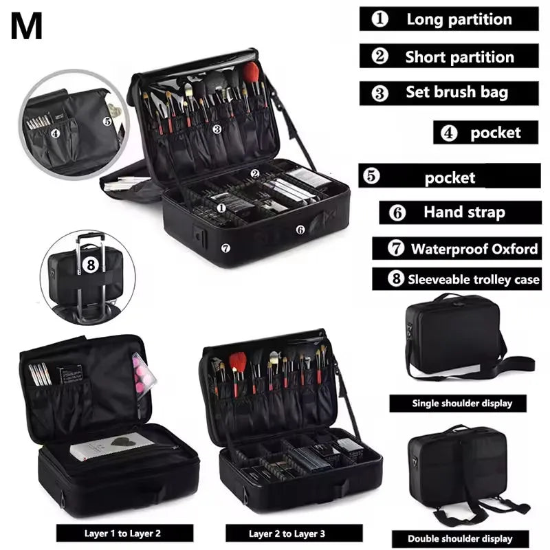 Trousse Maquillage Oxford Grande Capacité Femme — Voyage Waterproof Professionnelle