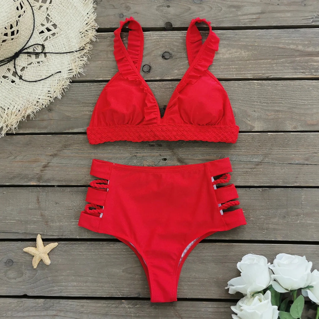 Bikini Taille Haute Bandage Floral 2026 — Volanté, Push Up, Bretelles Brésilien