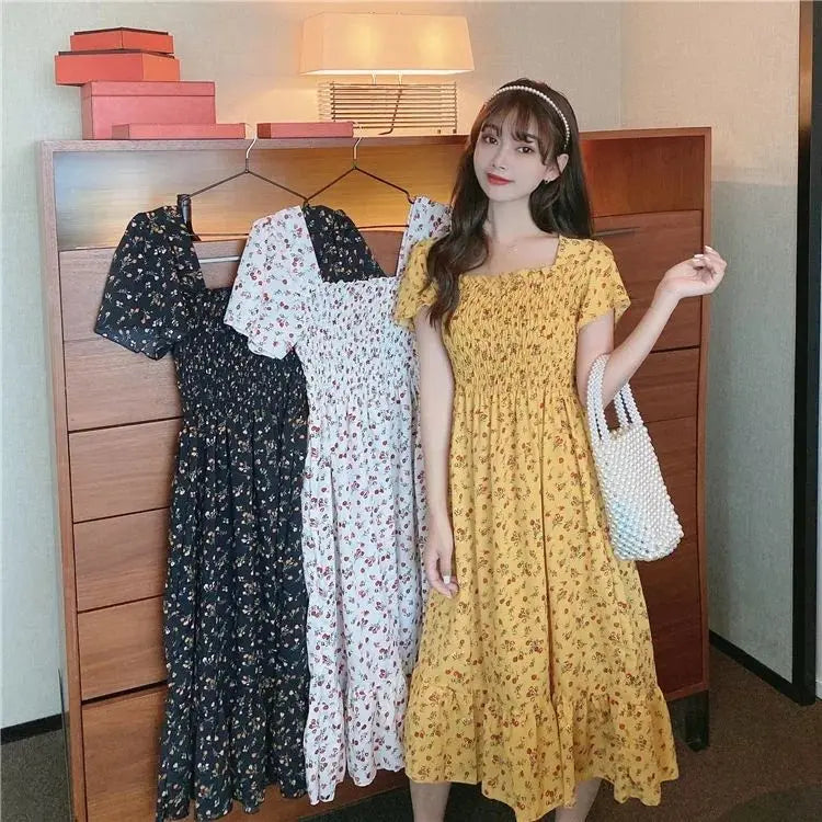 Robe Mini Femme Fleurie Plissée 2025 — Manches Courtes, Dos Nu, Décontractée