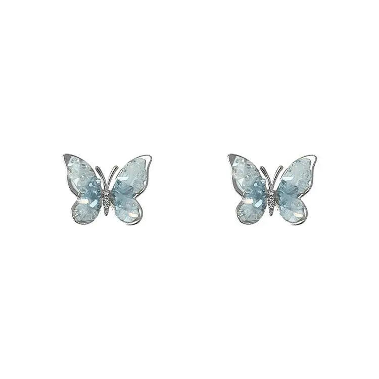 Boucles d'Oreilles Papillon Cristal Fleur Coréennes — Luxe Élégant, Cadeau Mariage