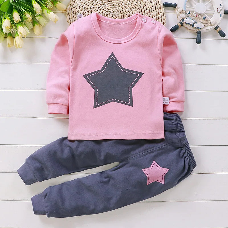 Ensemble Vêtements Bébé Fille Coton — Pyjama Cartoon 2 Pièces, 0-5 Ans Hiver