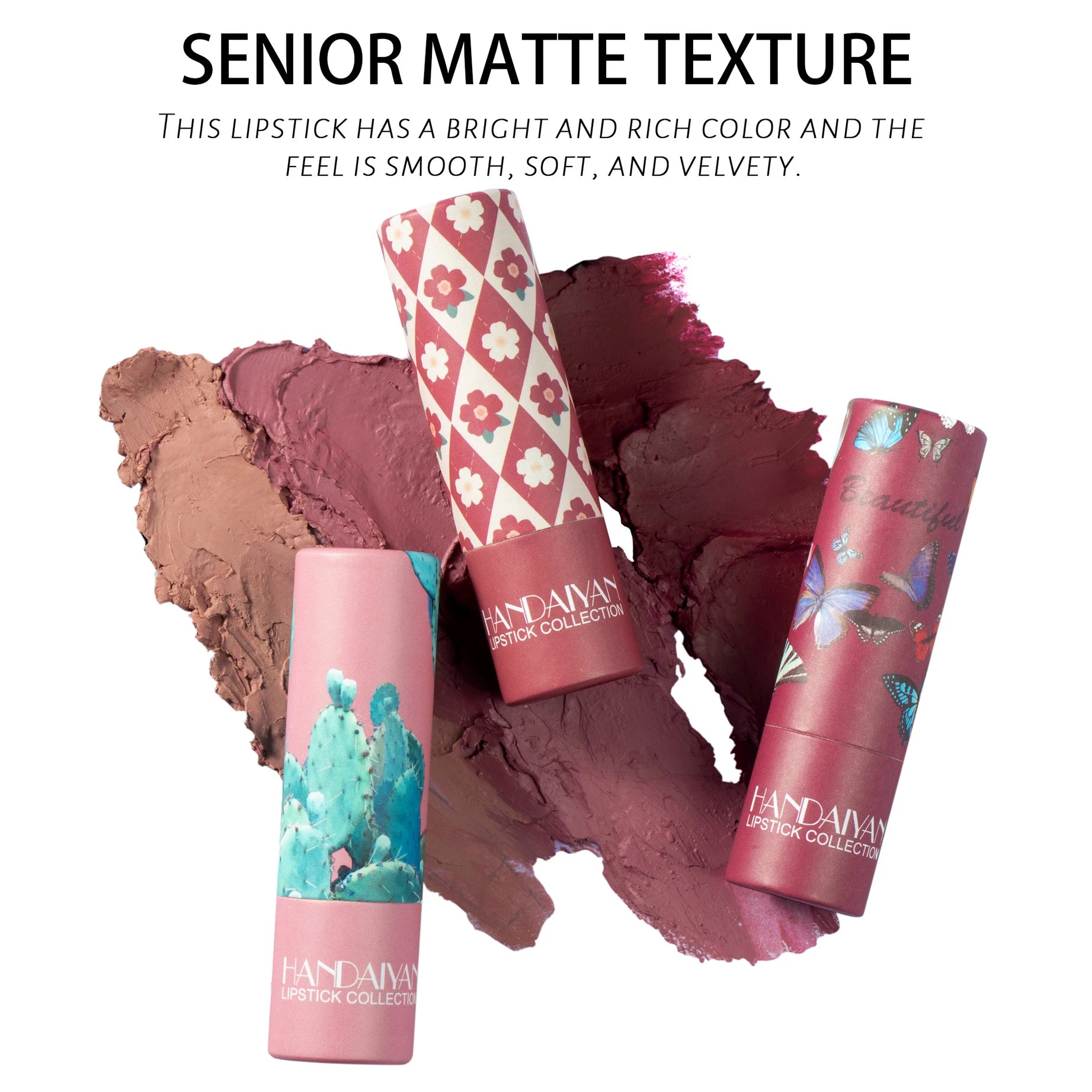 Rouge à Lèvres Mat Velours HANDAIYAN — 8 Couleurs, Waterproof, Longue Tenue