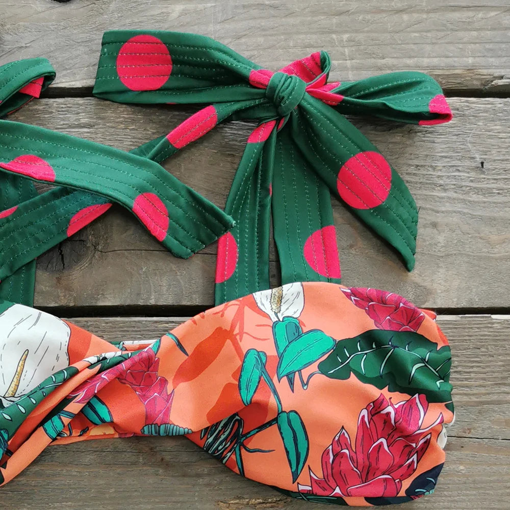 Bikini Taille Haute Bandage Floral 2026 — Volanté, Push Up, Bretelles Brésilien