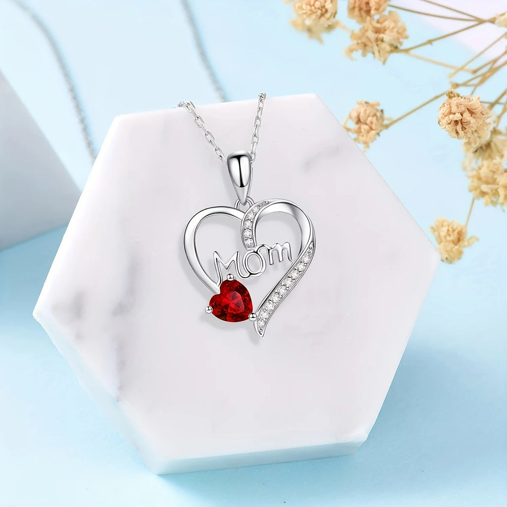 Collier Pendentif Cœur Maman avec Strass – Bijou Fête des Mères