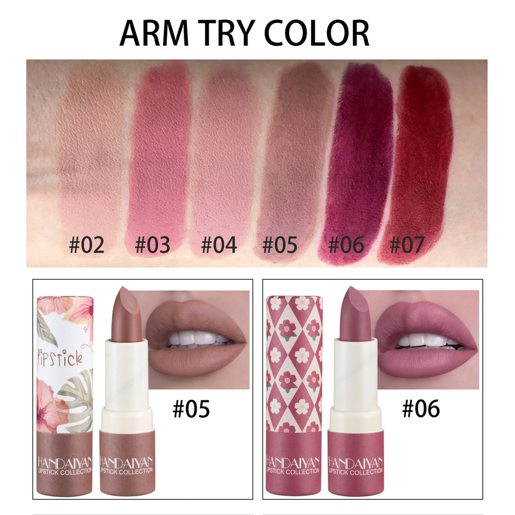 Rouge à Lèvres Mat Velours HANDAIYAN — 8 Couleurs, Waterproof, Longue Tenue